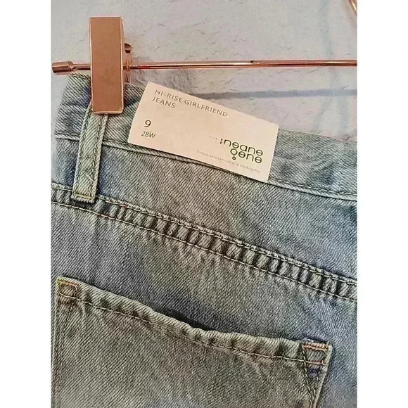 New Insane Gene Hi-Rise Girlfriend Raw Hem Distressed Jeans 9 / 28 - Picture 6 of 9